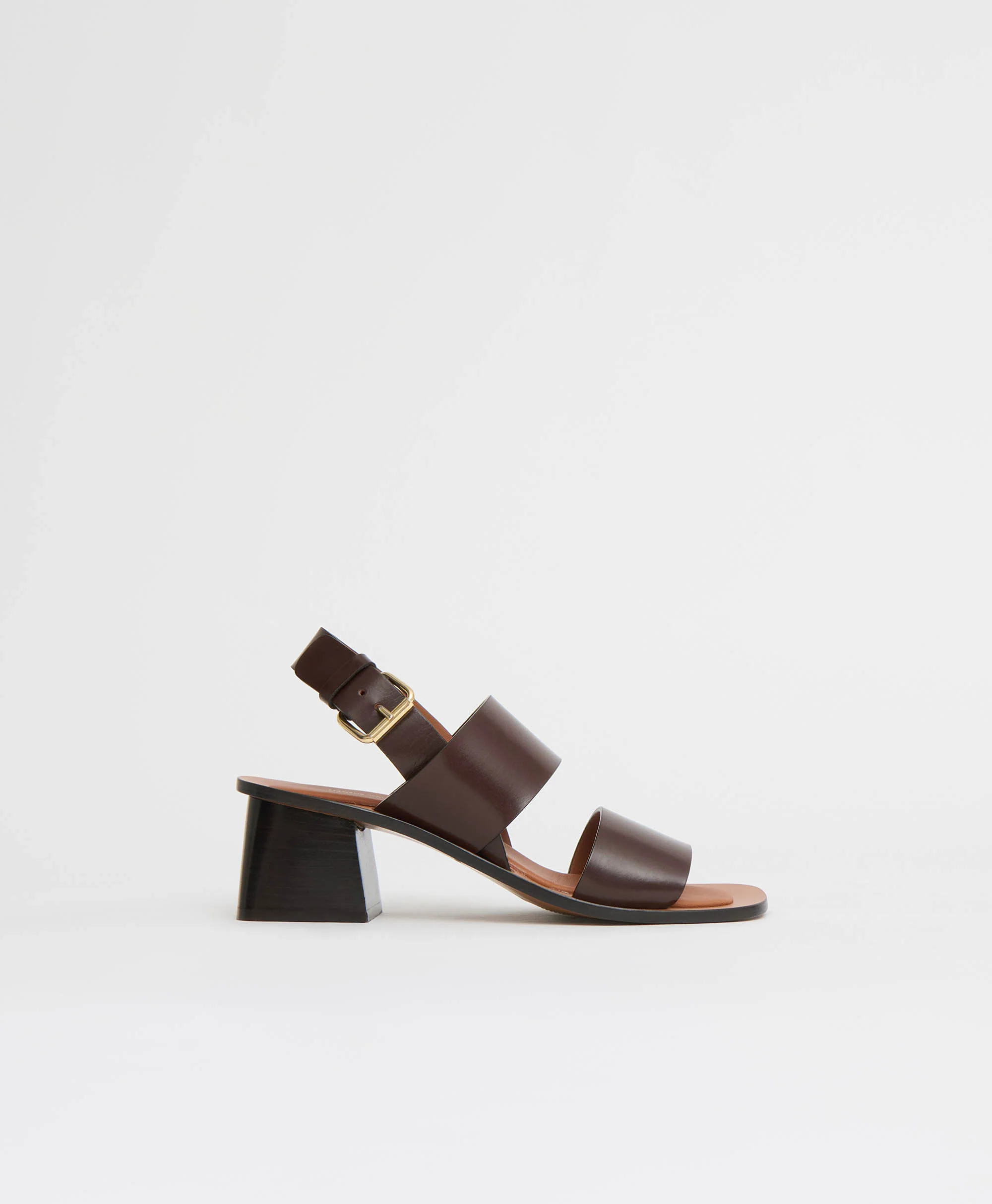 Double Strap Heeled Sandal - Chocolate