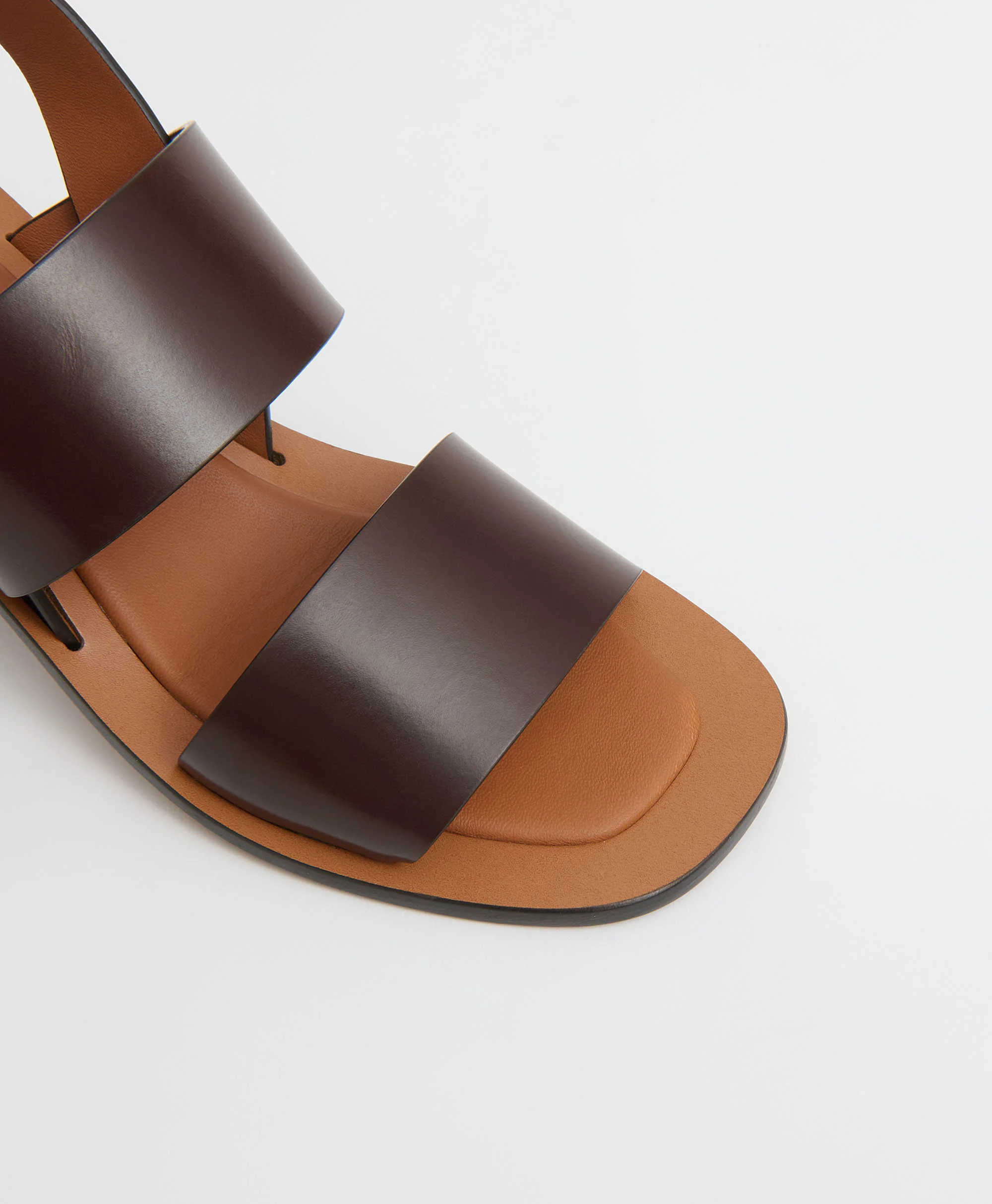 Double Strap Heeled Sandal - Chocolate - Image 4