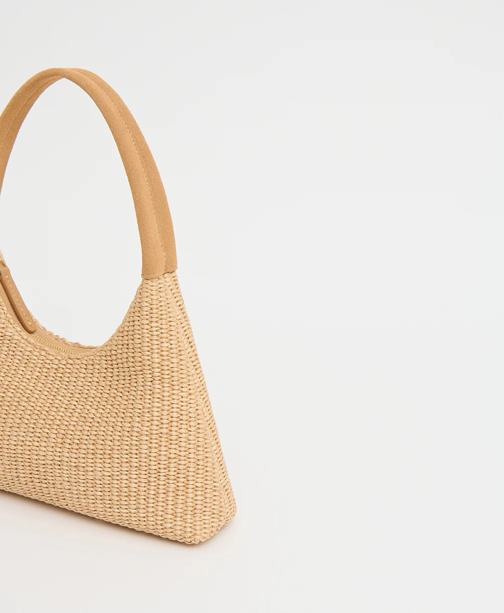 Mini Candy Bag - Natural Raffia/Budino Suede - Image 4
