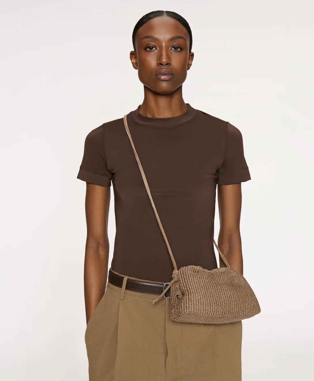 Mini Cloud Clutch - Anise Raffia/Anise Suede - Image 3