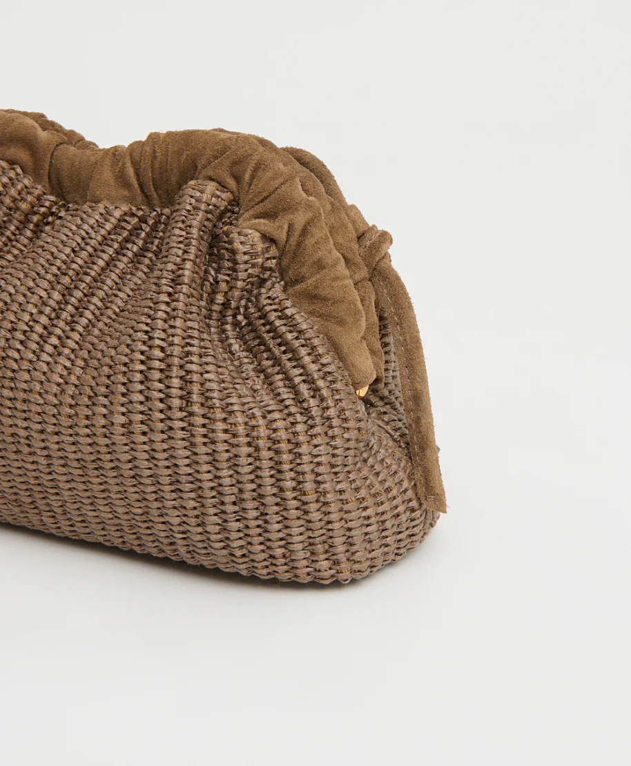 Mini Cloud Clutch - Anise Raffia/Anise Suede - Image 6
